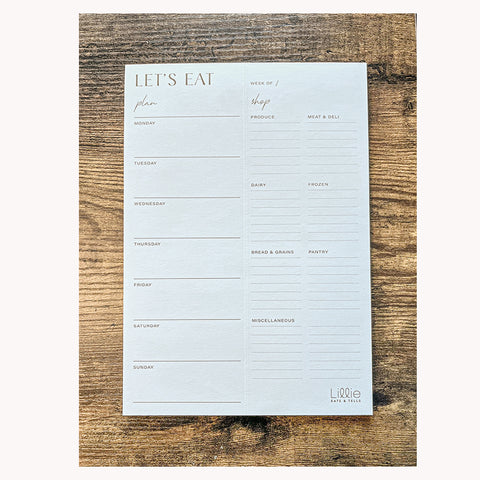Weekly Meal Planner and Grocery List- Notepad with magnet backer